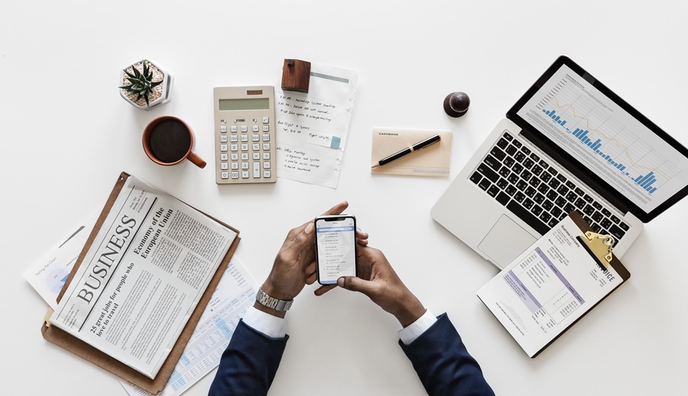 flat lay of business concept